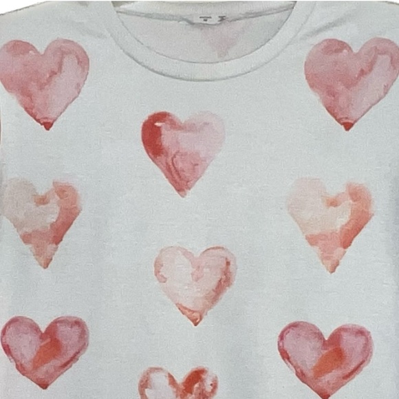 💥Heart Sweatshirt Long Sleeve Valentines Holiday White Red Pink Medium - Picture 2 of 8